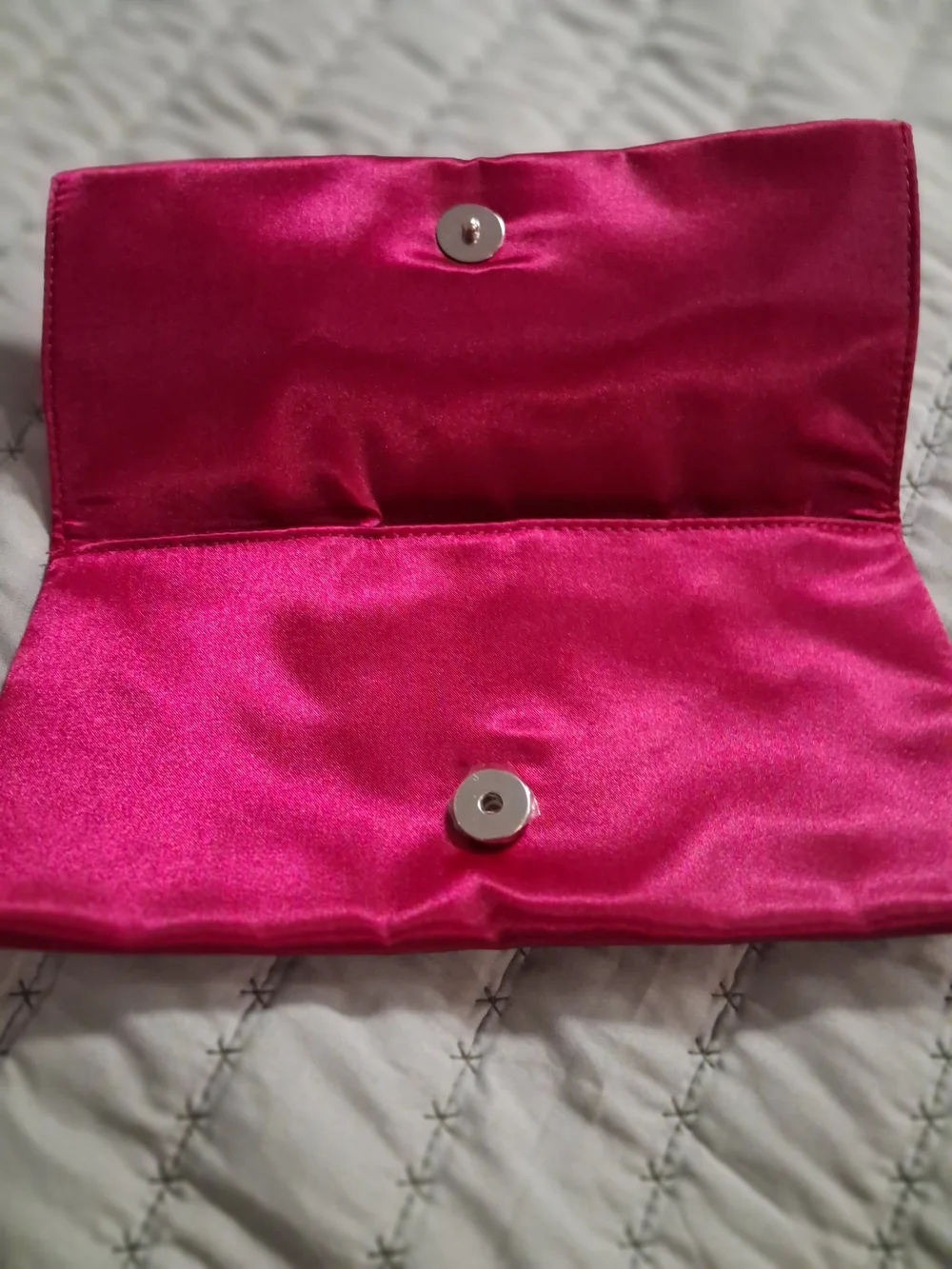 Hot Pink Satin Floral Accent Clutch